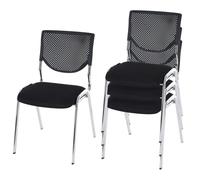 Chaises de conférence T401 - Siège noir - Pieds chromés - Lot de 4