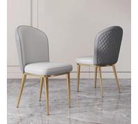 Chaises de Cuisine, chaises de Salle à Manger, chaises de comptoir en Cuir Vintage du Milieu du siècle, chaises de Salon de Loisirs, Chaise d'appoint rembourrée avec Pieds en métal doré(Grey)