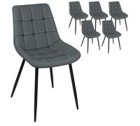 Chaises de cuisine - JEOBEST - Lot de 6 - Rembourrage en mousse - Métal - Gris foncé