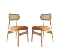 Chaises de cuisine rétro ergonomiques avec dossier en mousse et rotin très élastique et cuir effet rayures, idéal pour restaurant, chambre, salon et bureau à domicile.