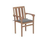 Vidaxl Chaises De Jardin Lot De 2 Et Coussins Gris Bois De Teck Massif