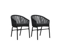 Chaises de jardin 2 pcs Noir Rotin PVC