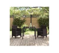 vidaXL Chaise de Jardin 2 pcs Marron 53 x 49 x 85 cm Polypropylène, Chaise de Jardin, Fauteuil Moderne, sièges rectangulaires, Durable, Ergonomique pour détente en terrasse