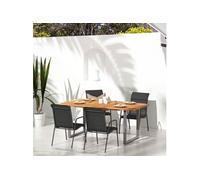 Chaises de jardin 4 pcs Acier et textilène Noir