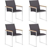 Chaises de jardin 4 pcs. Textilène et acier inoxydable Gris