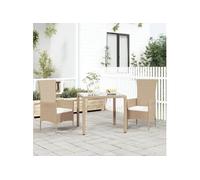 Chaises de jardin avec coussins 2 pcs Résine tressée Beige 319532
