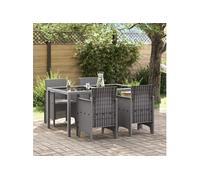 Chaise De Jardin Vidaxl Ensemble De 4 Gris Clair Plastique, Polyester