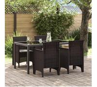 vidaXL Chaises de jardin Poly Rattan avec coussins 4 pcs Marron