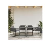 Chaises de Jardin avec Coussins 4 pcs Noir Rattan Poly