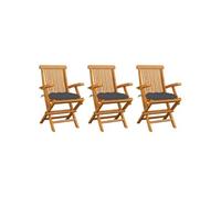 Lot de 2 Chaises de Jardin avec Coussins Siège Anthracite Bois de Teck vidaXL