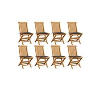 Lot de 4 Chaises de Jardin avec Coussins Siège Anthracite Bois de Teck vidaXL