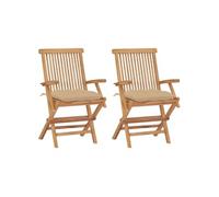 Lot de 8 Chaises de Jardin avec Coussins Sièges Blanc Crème Teck Massif vidaXL