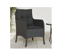 Chaises de jardin avec coussins lot de 2 noir résine tressée