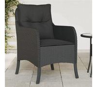 Chaises de jardin avec coussins lot de 2 noir résine tressée Noir G
