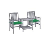 Vidaxl Chaises De Jardin Avec Table À Thé Et Coussins Acacia Solide Gris