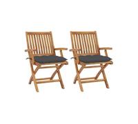 Chaises de jardin - - Bois de teck - Pliant - Anthracite - Design intemporel