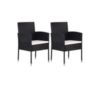Chaises de jardin coussins blanc crème 2pcs noir résine tressée
