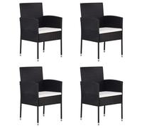 Chaises de jardin coussins blanc crème 4pcs noir résine tressée vidaXL