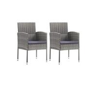 Vidaxl Chaises De Jardin Coussins Gris Foncé 2 Pcs Résine Tressée