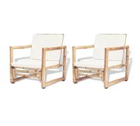 Chaises de jardin - EBTOOLS - Bambou - Beige - Naturel - 2 pcs avec coussins et oreillers