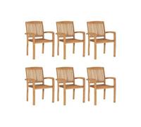 Vidaxl Chaises De Jardin Empilables 6 Pcs Bois De Teck Solide