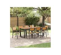 Vidaxl Chaises De Jardin Empilables 8 Pcs Acier Noir Et Bois D'acacia Massif