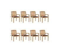 Lot de 2 Chaises de Jardin avec Coussins Siège Crème Bois Teck Massif vidaXL