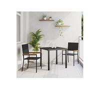 Chaises de Jardin Empilables avec Coussins - Set de 2 Pièces en Rattan Poly Noir 42006825