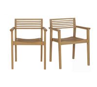 Chaises de jardin empilables en bois teck massif (lot de 2) KAYU