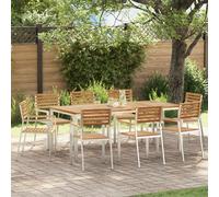 vidaXL Chaises de Jardin empilables 8 pcs 54.5x56x89 cm en Bois Massif de Teck, Chaises de Jardin empilables 4 pcs en Bois Massif de Teck et Acier
