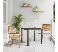 Chaises de jardin empilables vidaXL avec coussins, 2 pcs, Gris, Poly Rattan 42006823