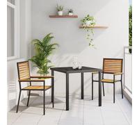 Chaises De Jardin Empilables Vidaxl Avec Coussins, 2 Pièces, Noires En Poly Rotin