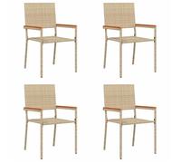 Chaises de jardin empilables - vidaXL - Crème et Marron - Rotin synthétique - 54x56x90 cm - Empilables - Protection UV
