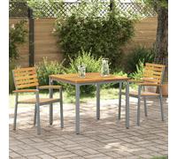 vidaXL Chaises de Jardin 2 pcs Grises en Bois d'acacia et en Acier
