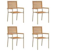 Chaises de jardin empilables - vidaXL - Marron et beige - Bois d'acacia massif - Rotin en PE - 54x56x90 cm