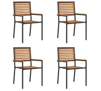 Chaises de jardin empilables - vidaXL - Marron et Noir - Bois d'acacia massif - Rotin en PE - 54x56x90 cm - Empilables