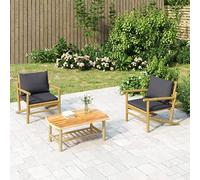 Chaises de Jardin en Bambou Lot de 2 avec Coussin Gris Foncé - Meubles de Terrasse Résistants aux Intempéries Confortable et Léger pour Salon Extérieur, Balcon ou Jardin - Capacité 110 kg par Chaise
