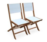 Chaises de jardin en bois et textilène - Almeria blanc - 2 chaises pliantes en bois d'Eucalyptus huilé et textilène