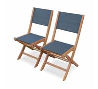 Alice's Garden sweeek- Chaises de Jardin en Bois et textilène - Almeria Gris Anthracite - 2 chaises Pliantes en Bois d'Eucalyptus huilé et textilène