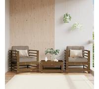 Chaises de Jardin en Bois Massif avec Coussins Moelleux Lot de 2, Chaise de Patio et Terrasse Marron Miel, Design à Lattes, Cadre Robuste, Confortable pour Jardin et Balcon, Capacité 110 kg