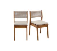 Chaises de jardin en bois massif et corde tressée (lot de 2) ZEPHYR