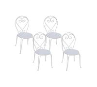 Chaises de jardin en fer forgé - GUERMANTES - Lot de 4 - Métal - Blanc - 4 personnes