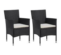 Chaises de jardin en résine tressée - vidaXL - Lot de 2 - Noir - Avec accoudoirs - Extérieur