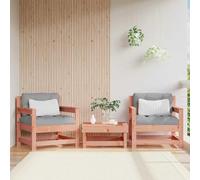 Chaises de jardin en sapin Douglas massif avec coussins, Design à lattes, Fauteuil de jardins extérieur, Chaise balcon, Salon de jardins extérieur, Pour terrasse et jardin, Gris, 70x62x70.5 cm