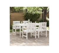 Chaises de Jardin Ensemble de 4 Design à Lattes Blanches HDPE Mobilier de Jardin Confortable avec Accoudoirs Idéal 3335795