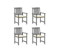 Chaises de jardin et coussins lot de 4 Gris Bois acacia massif