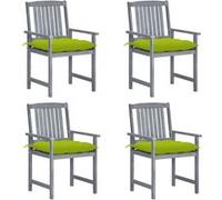 4x Chaises de Jardin avec Coussins Gris Bois d'Acacia Massif Extérieur vidaXL