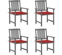 4x Chaises de Jardin avec Coussins Gris Bois d'Acacia Massif Extérieur vidaXL