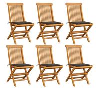 vidaXL Lot de 6 Chaises de Jardin avec Coussins, Sièges de Terrasse, Chaises de Balcon, Meubles de Patio Extérieur, Taupe Bois Teck Massif