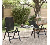 vidaXL Chaises de jardin inclinables 2 pcs Noir 58 x 71 x 112 cm, Chaise d'extérieur réglable, pliable, résistante aux intempéries, mobilier moderne pour jardin et terrasse